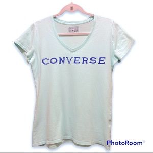 CONVERSE Junior size L, light blue/green, short sleeved tee